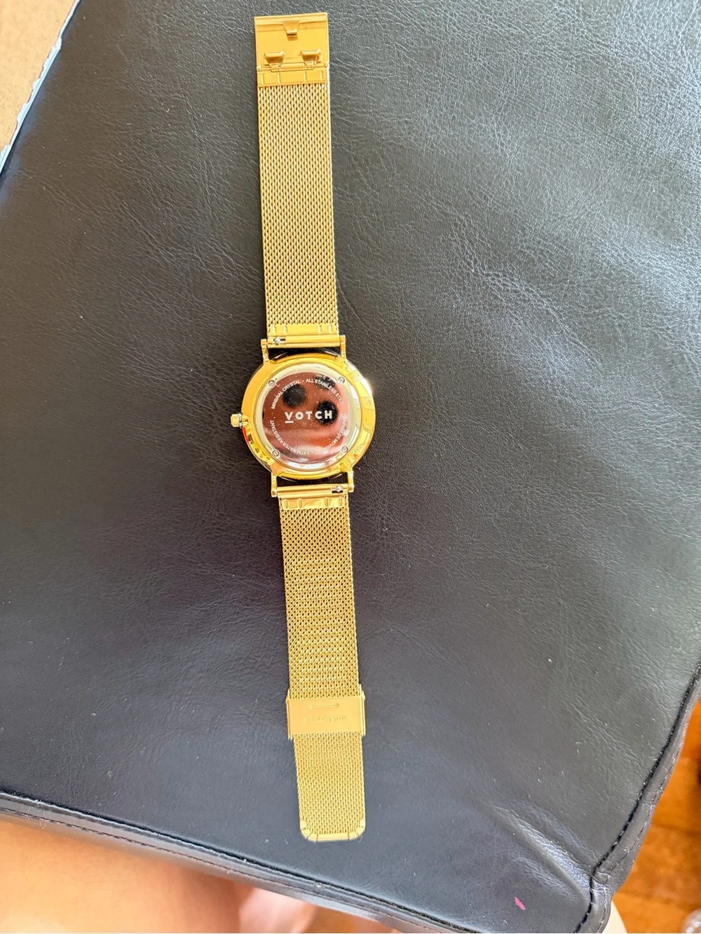 Votch Minimalist Rose Gold Mesh Watch with Black Dial